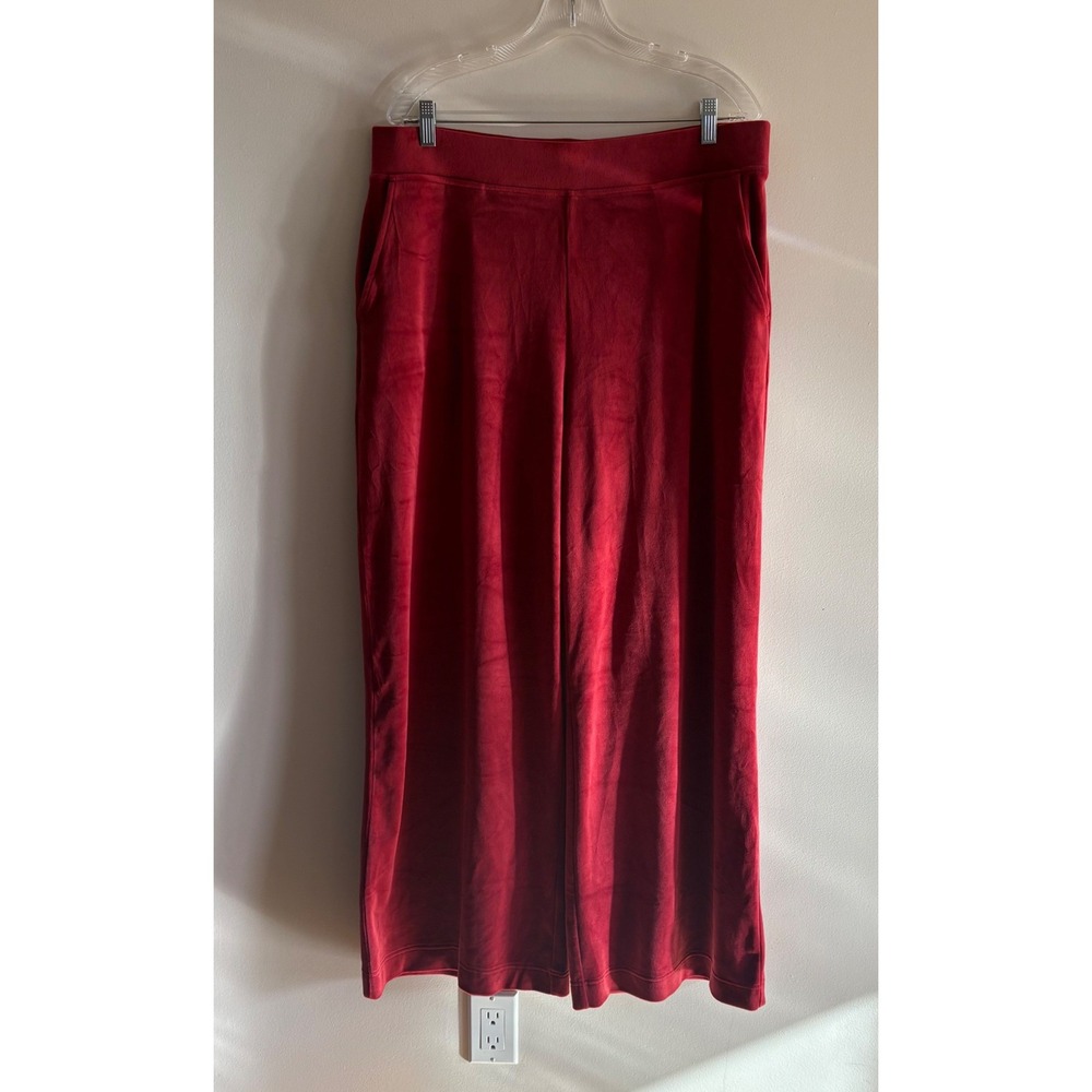 Lou & Grey Wide Leg Lounge Velour Cropped Pull On Red Pants Womens Size XL NWT